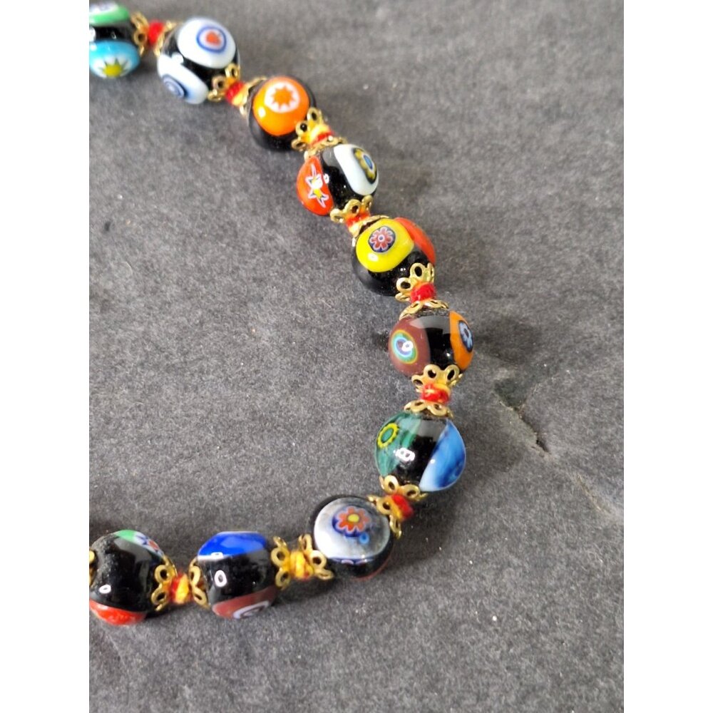 Vintage Original Murano Millefiori Art Glass Bead Necklace & Bracelet - Picture 7 of 16